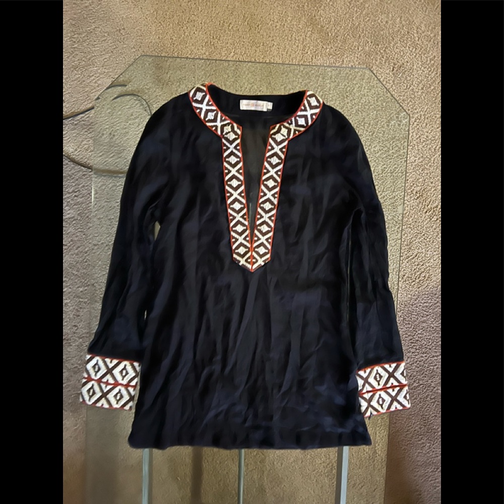 tory burch womens long sleeve shirt size 4 like new
